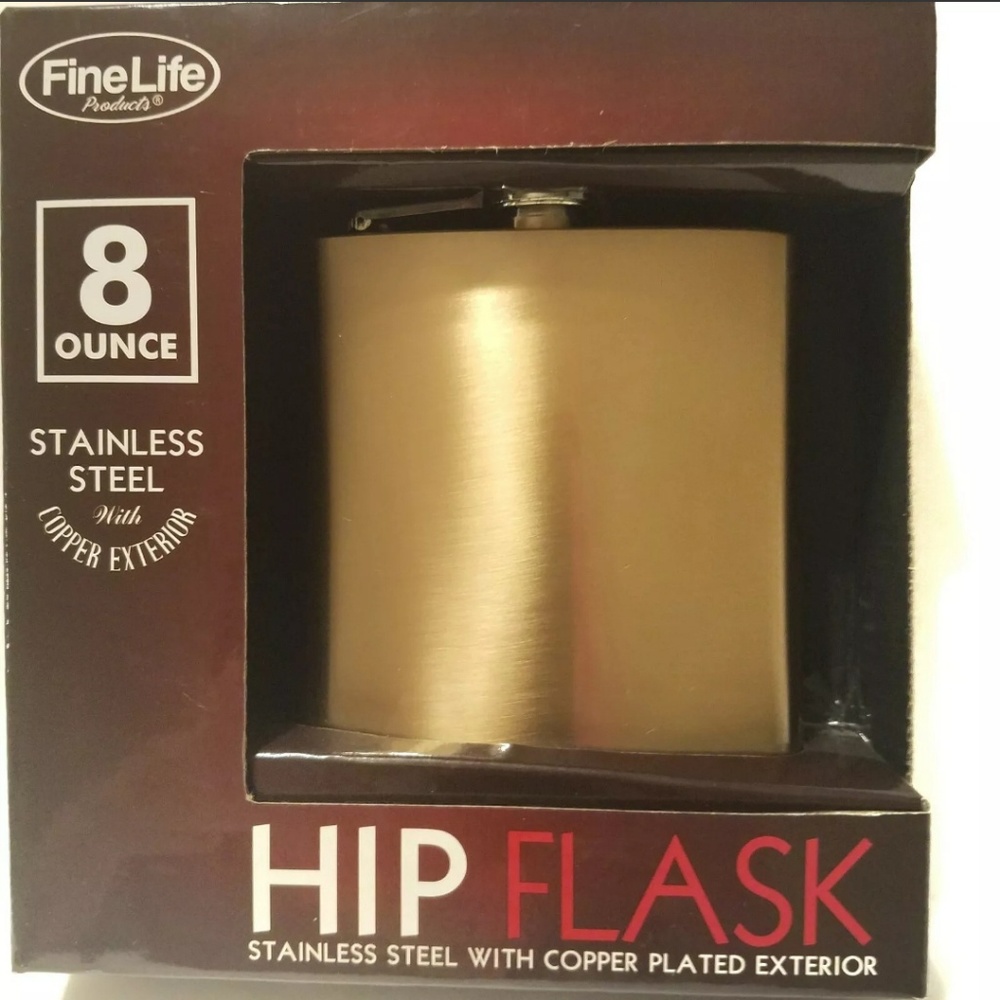 Hip Flask Copper & Stainless Steel 8 oz Capacity NEW Festivals Party BBQ